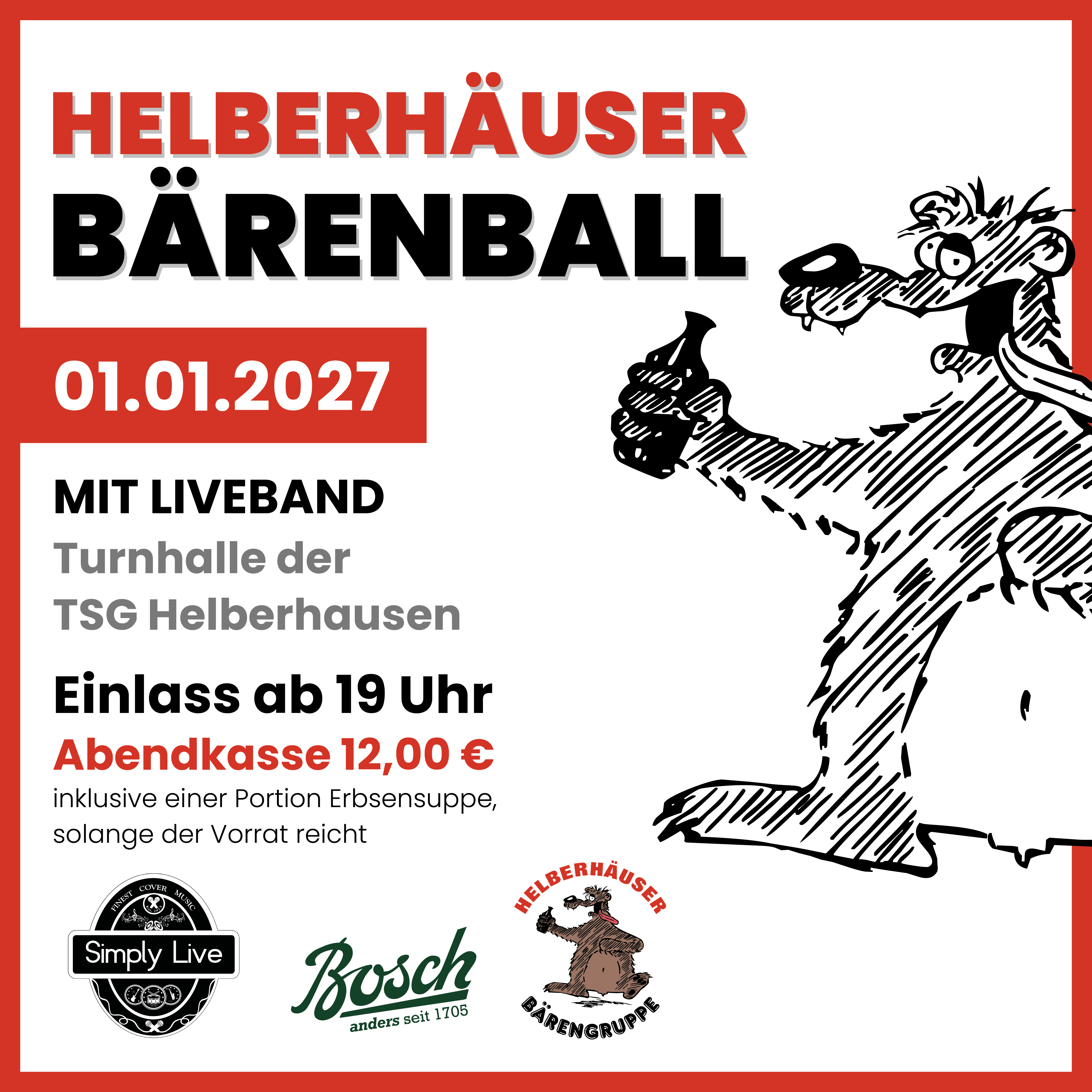 Bärenball 2027: Startet das neue Jahr mit uns!